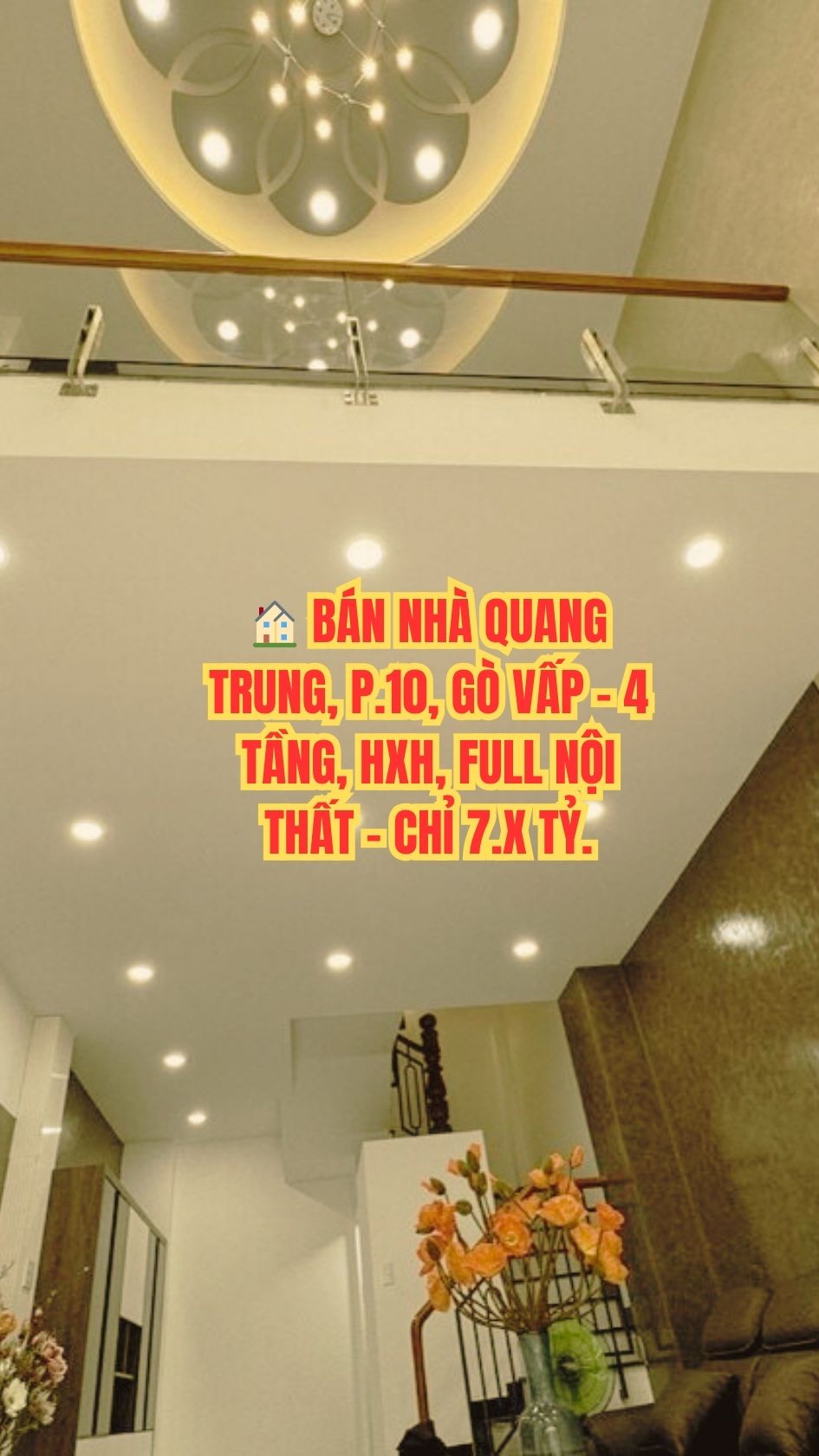 BÁN NHÀ QUANG TRUNG, P.10, GÒ VẤP - 4 TẦNG, HXH, FULL NỘI THẤT - CHỈ 7.X TỶ